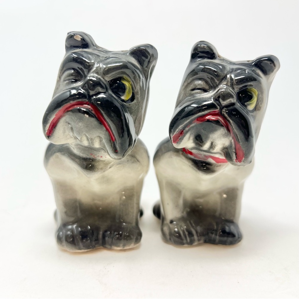 Vintage Ceramic Bulldog Salt and Pepper Shakers Collectible Cute Whimsical